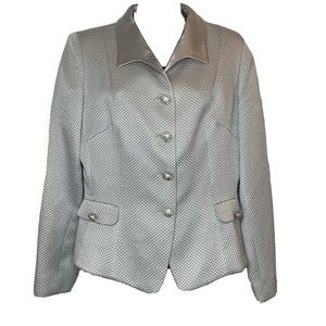 Ricki Freeman Teri Jon Nites Size 10 Blazer Silk Wool Silver Rhinestones Formal